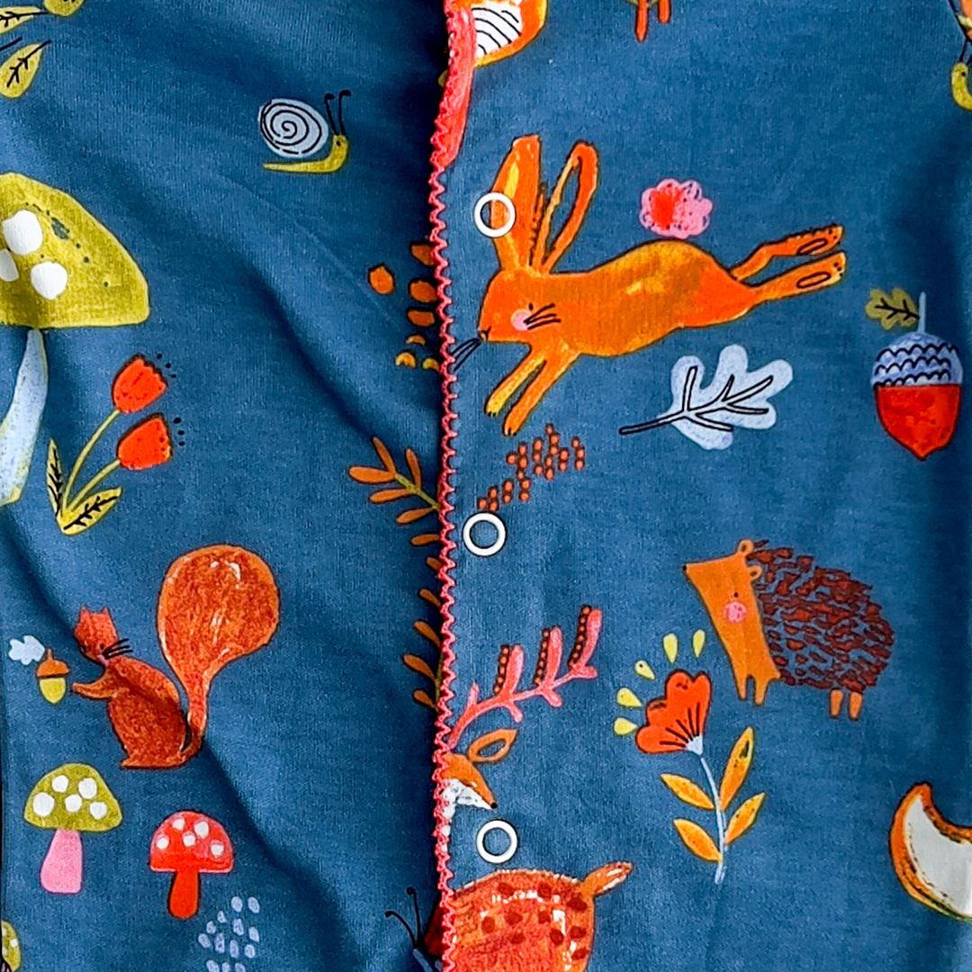 ORANGE AND  BLUE PRINTED SLEEPSUIT