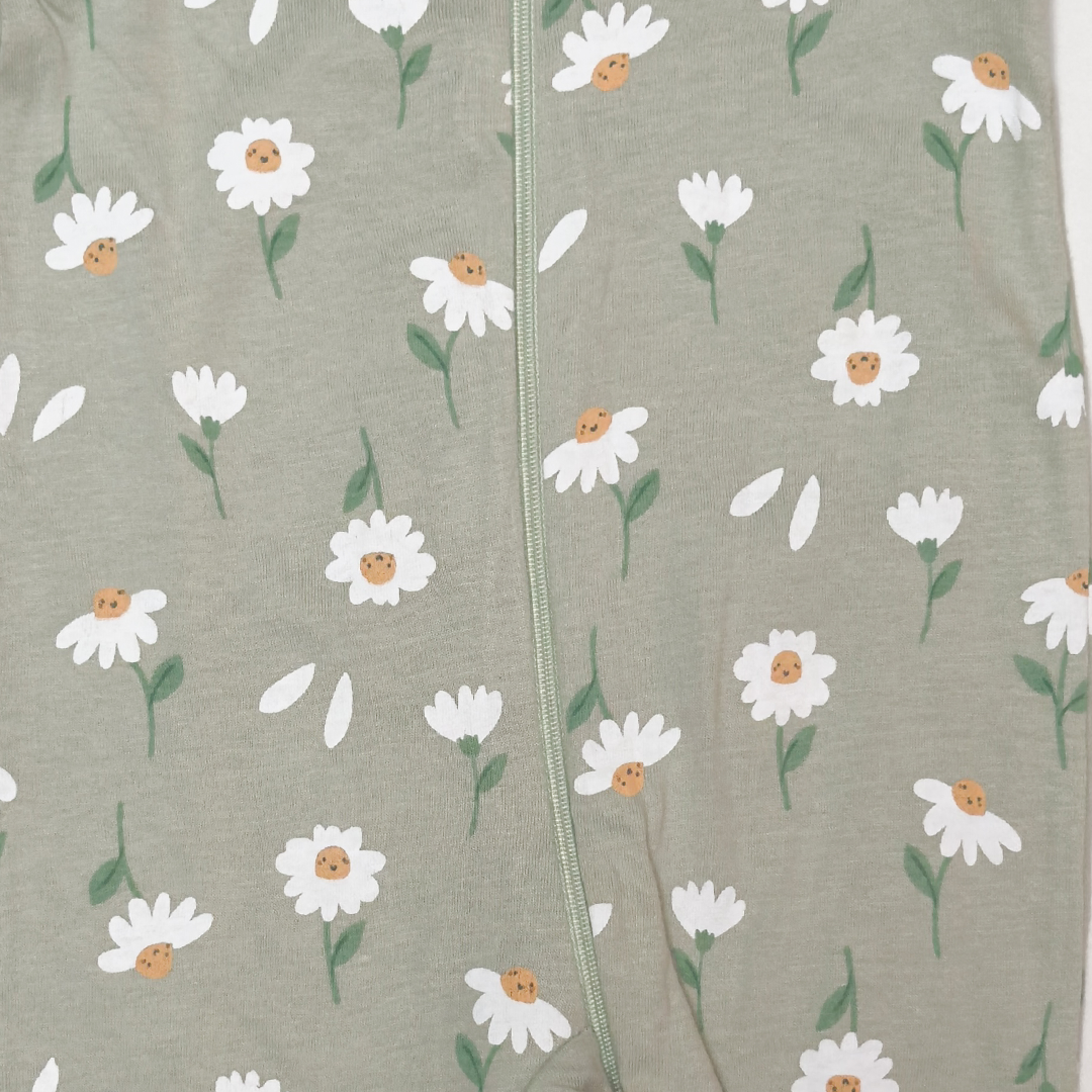 SAGE GREEN FLORAL ZIPPER SLEEPSUIT