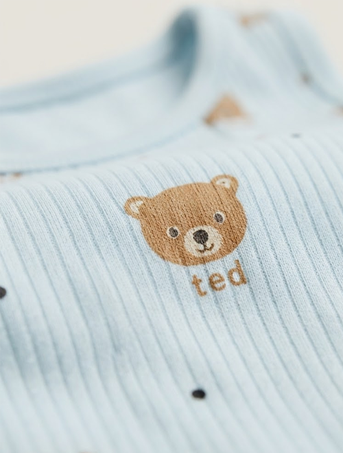 Blue ribbed bear onesie