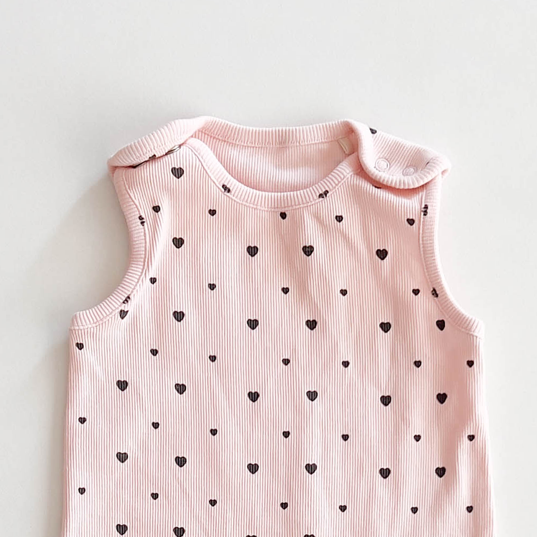 PEACH LOVE PRINTED RIBBED ROMPER