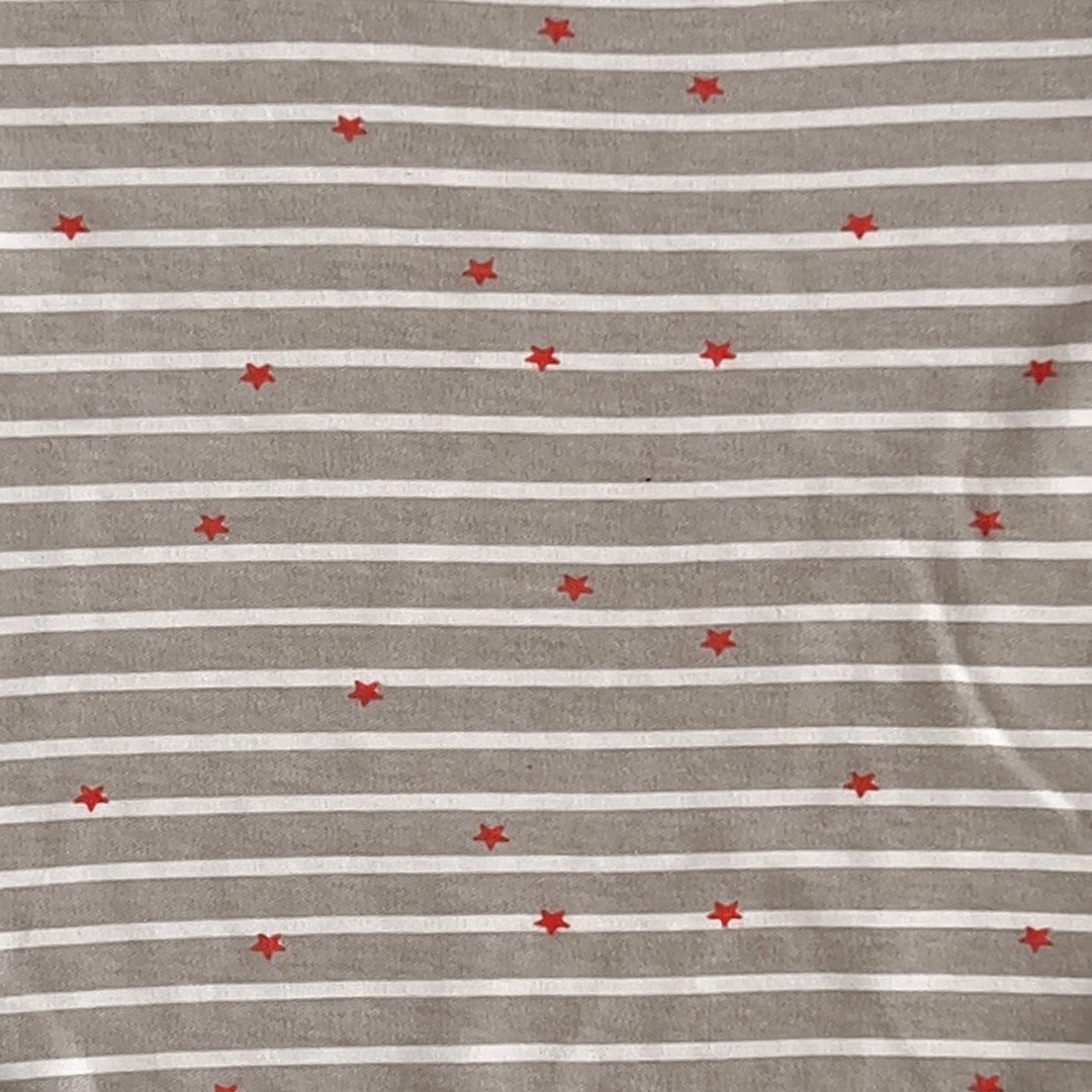 grey and white striped star print onesie