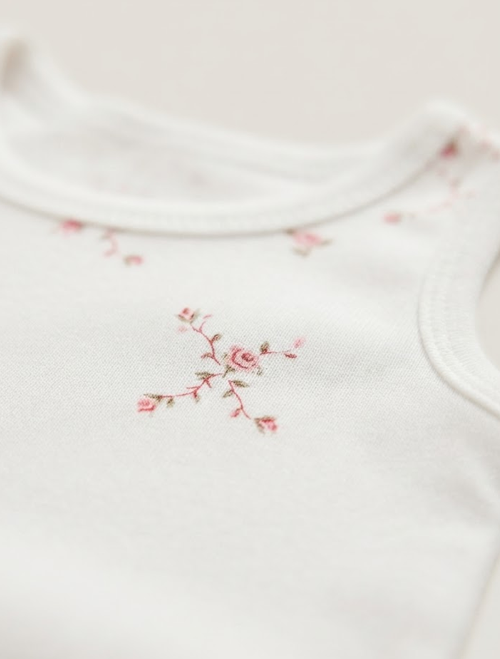 Pink floral printed onesie