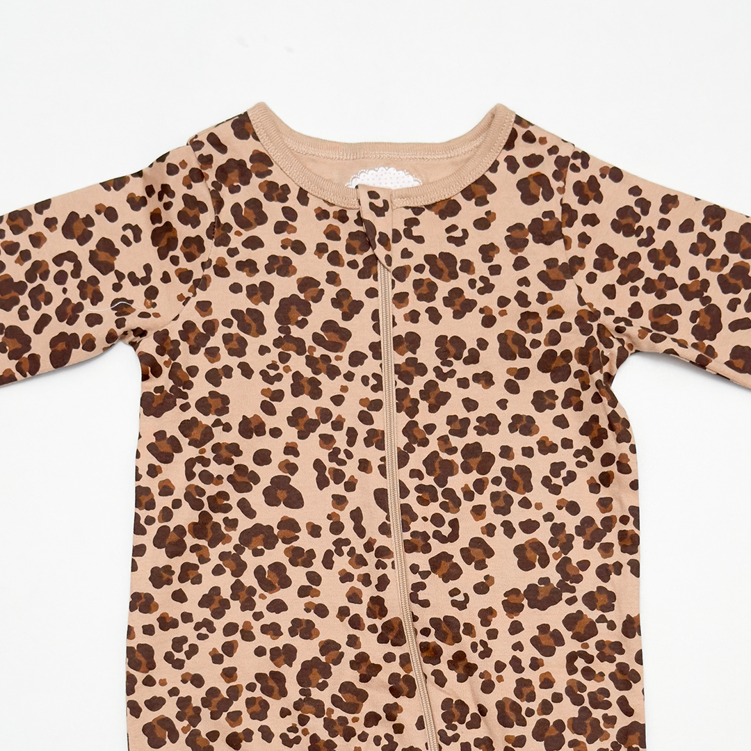ANIMAL PRINTED ZIPPER SLEEPSUIT