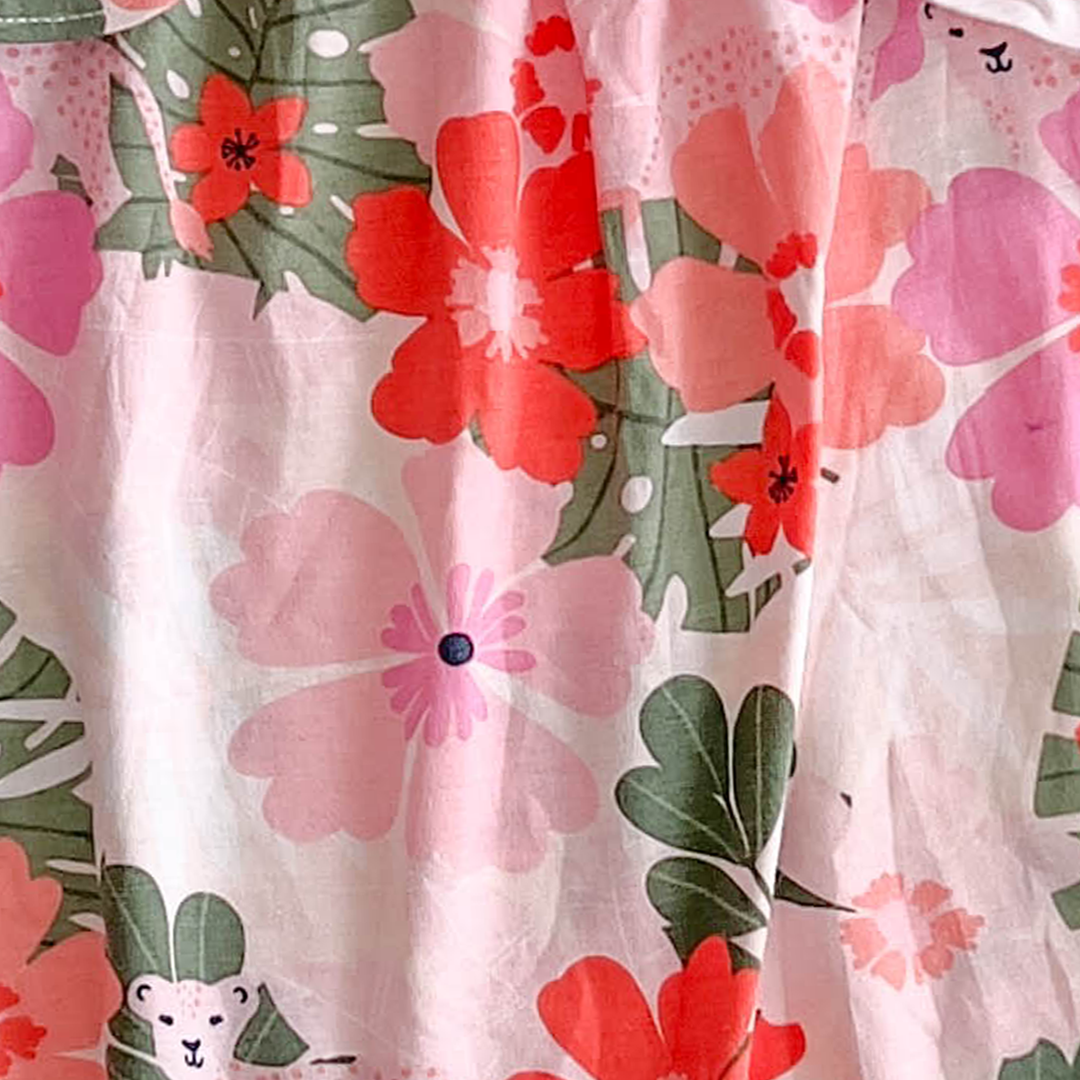 PINK ALL OVER FLORAL PRINT JUMPSUIT