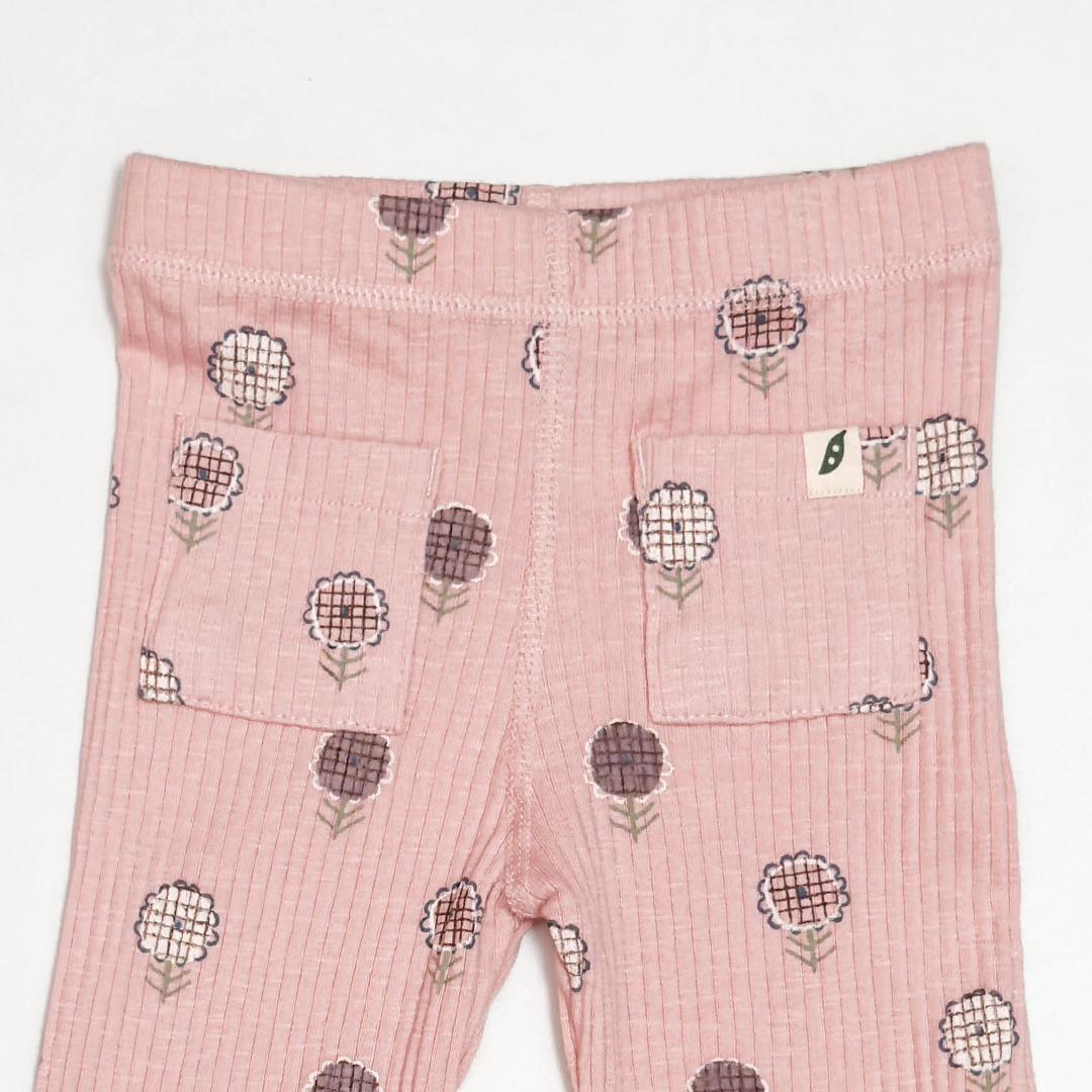 PINK RIBBED FLORAL PANT
