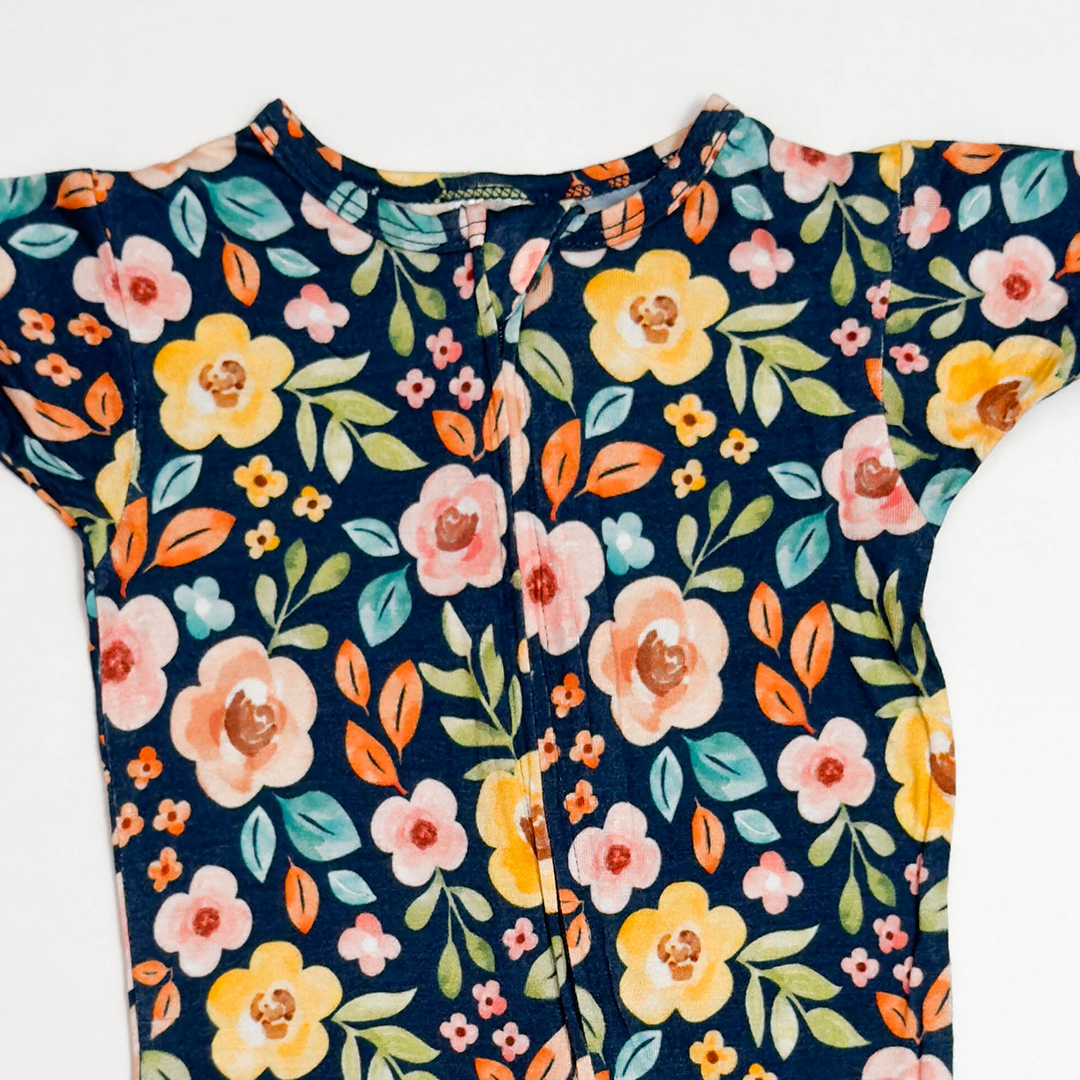 FLORAL VISCOUS ZIPPER JUMPSUIT