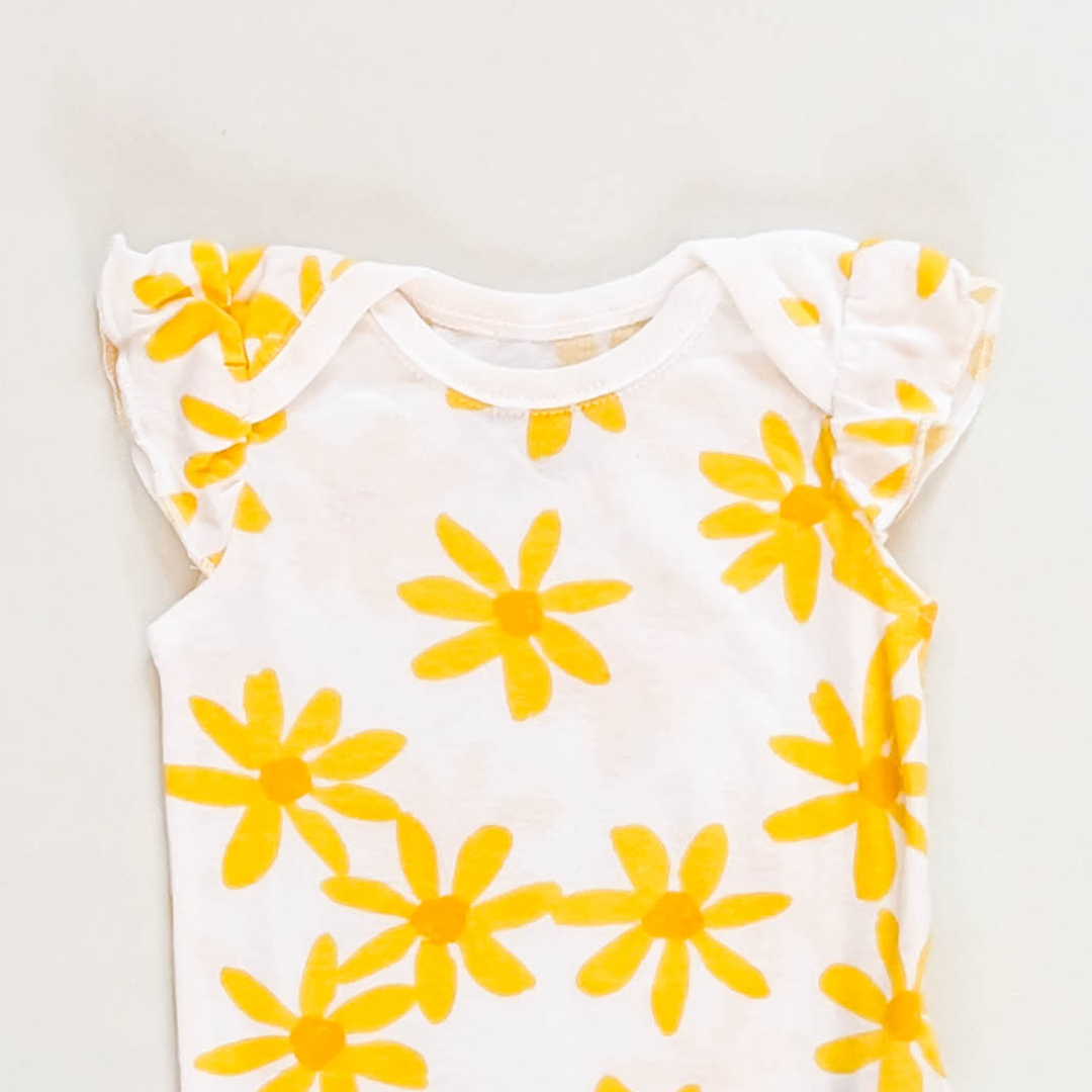 YELLOW FLORAL ONESIE