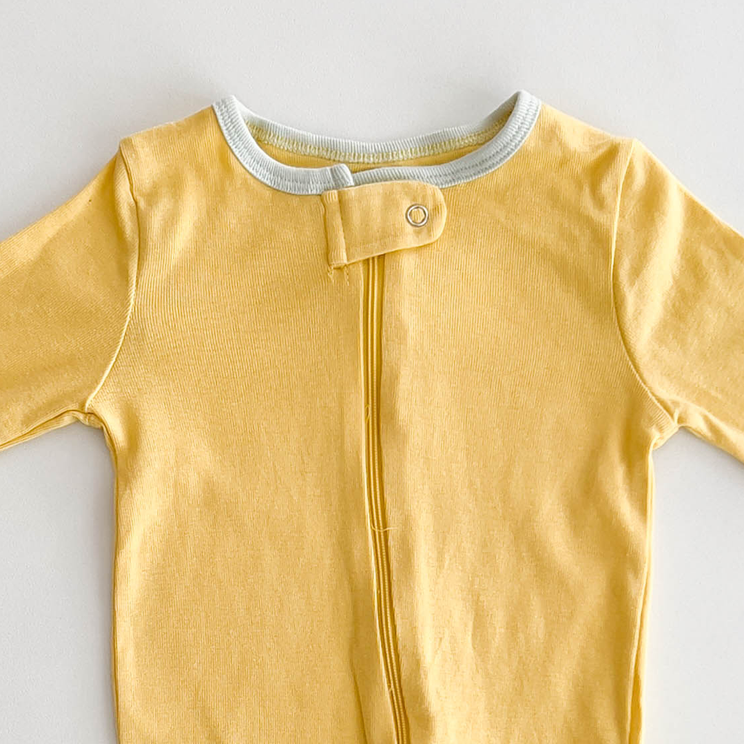 PLAIN YELLOW COTTON SLEEPSUIT
