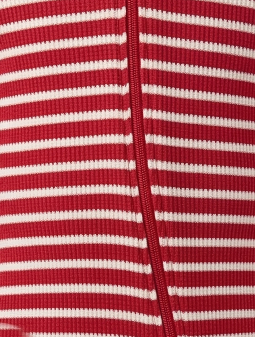 RED KNITTED STRIPED SLEEPSUIT
