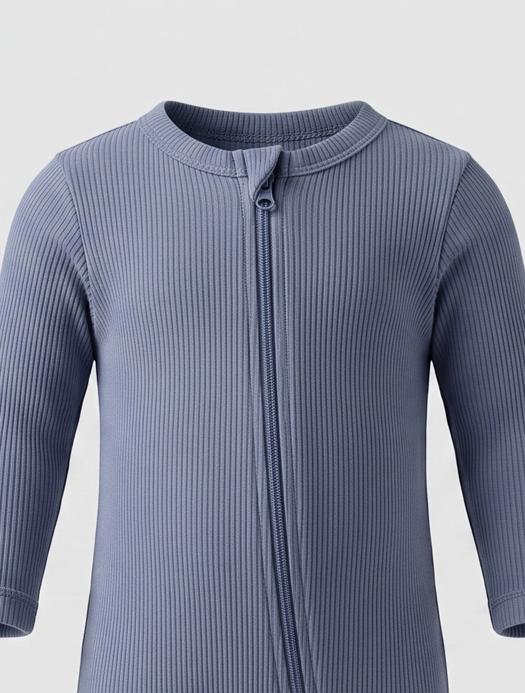 Blue ribbed zipper sleepsuit