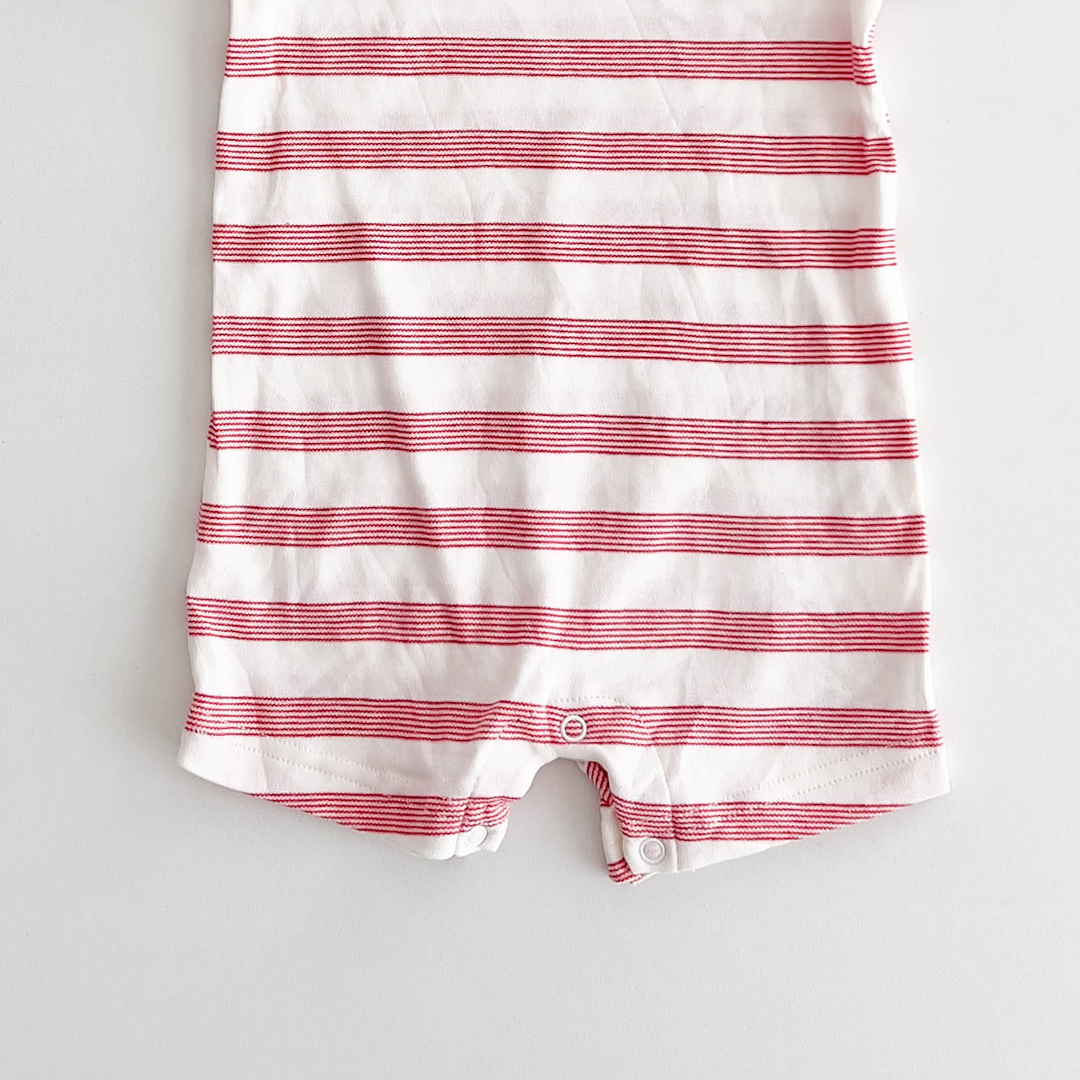 RED AND WHITE STRIPED JUMPSUIT
