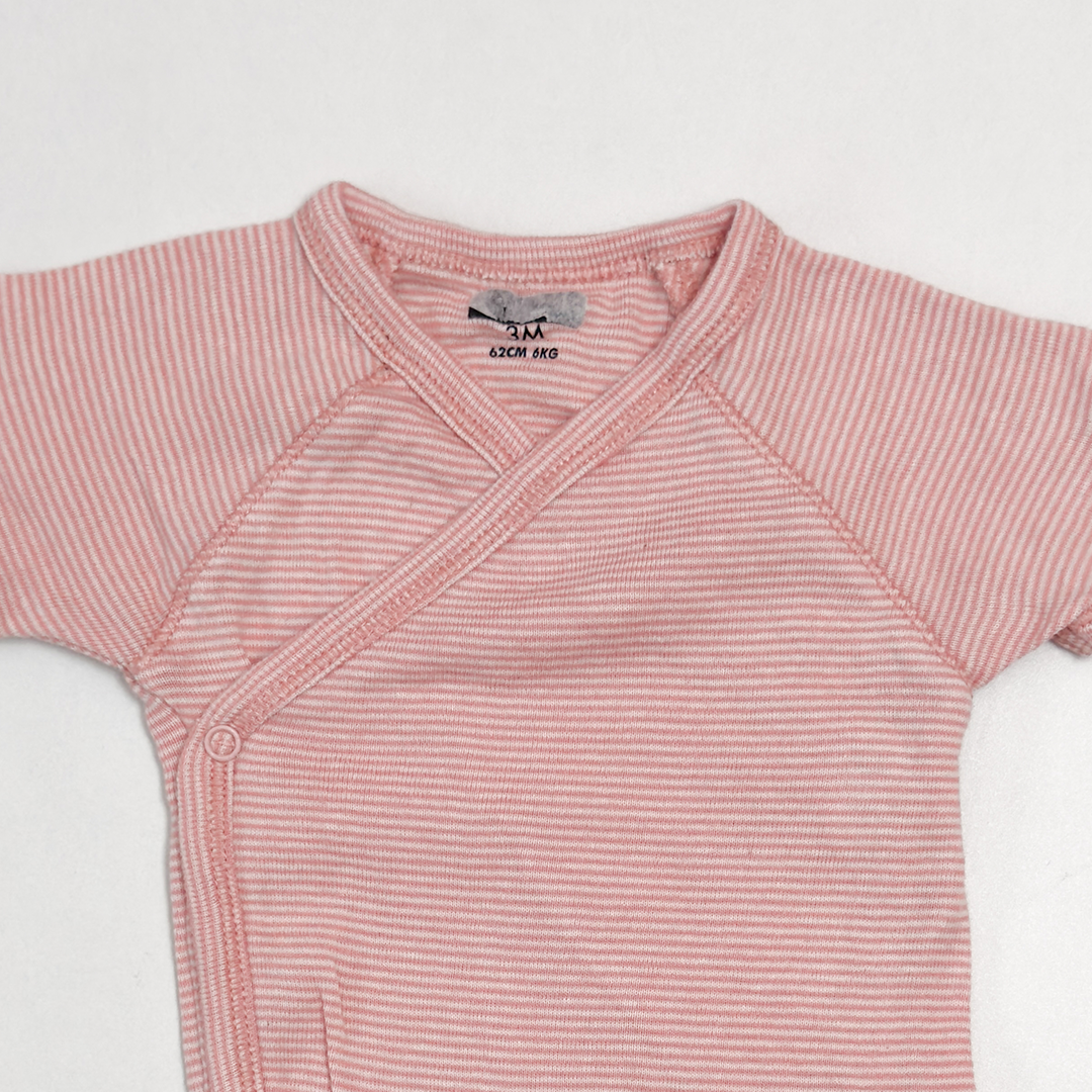 PINK WHITE STRIPED ONESIE