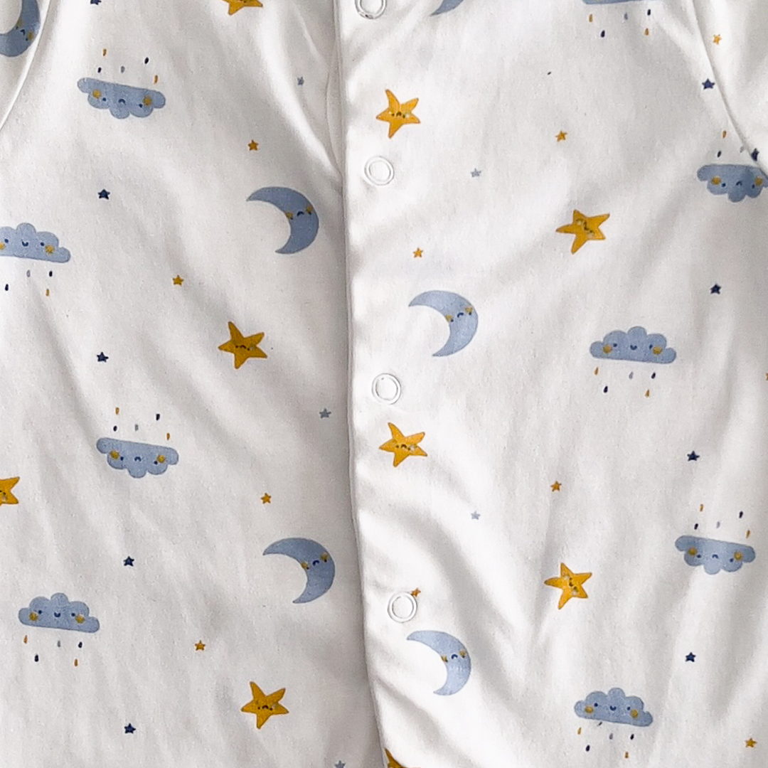 STAR AND MOON PRINTED SLEEPSUIT