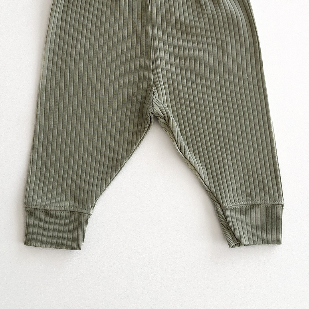 PASTEL GREEN RIBBED COTTON PANTS