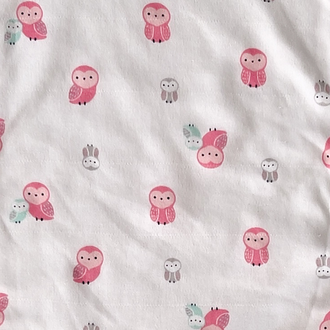 PINK CUTE OWL PATTERNED BURP CLOTH
