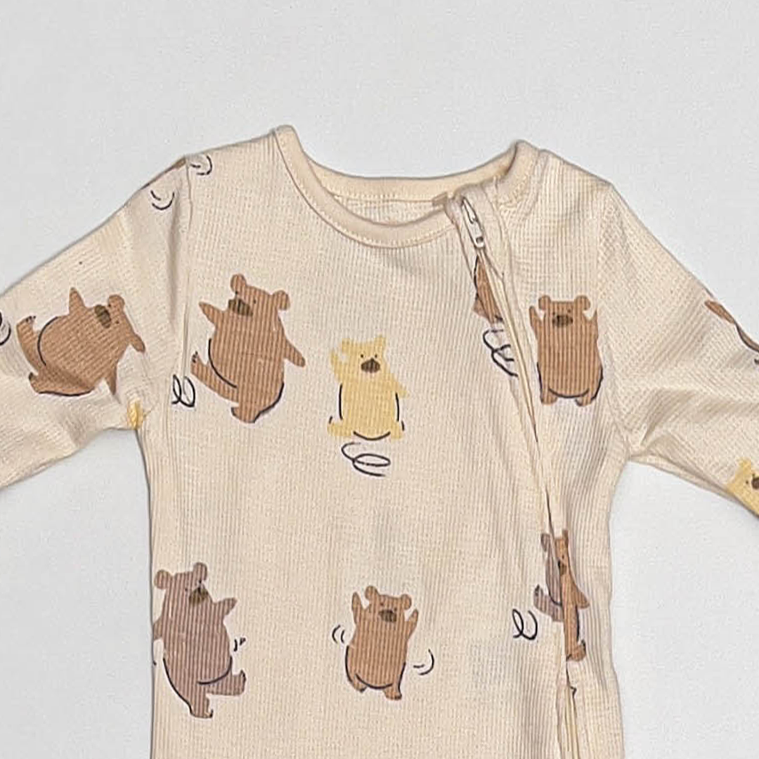 CUTE TEADDY PRINT KNITTED ROMPER