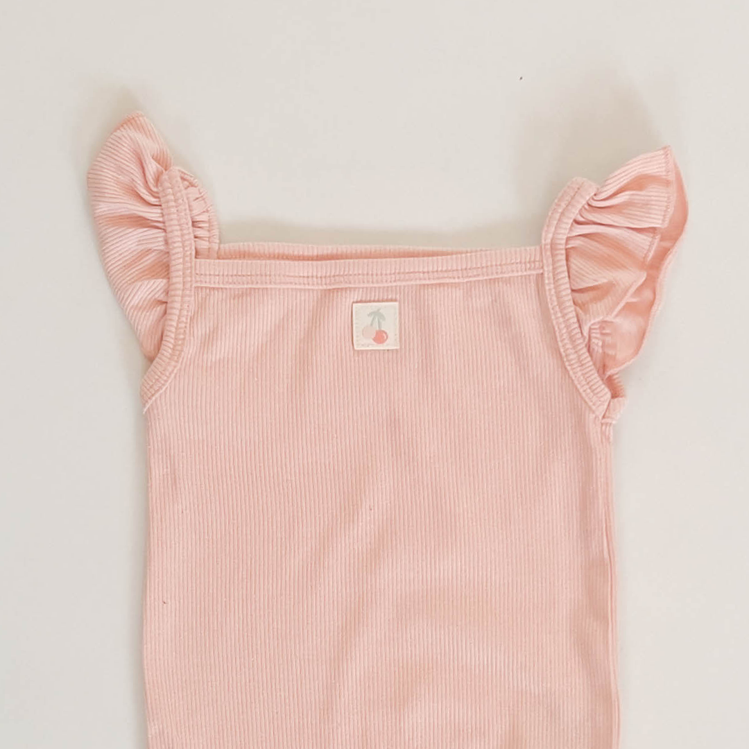 LIGHT PEACH RIBBED ONESIE