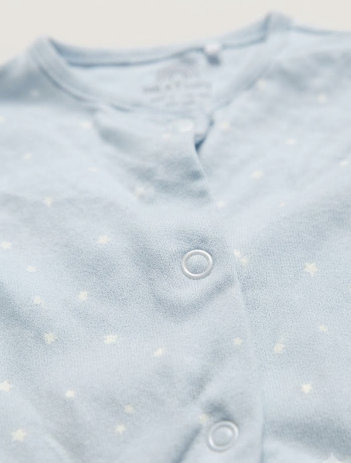 Light blue star printed  button sleep suit