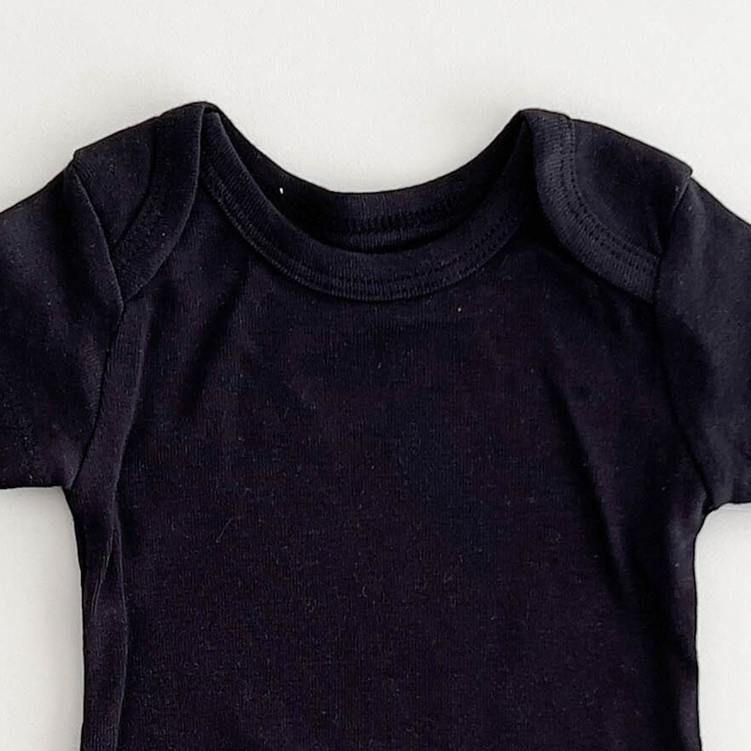 BLACK PLAIN COTTON ONESIE