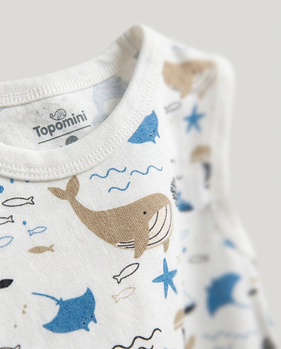 Blue ocean prints onesie