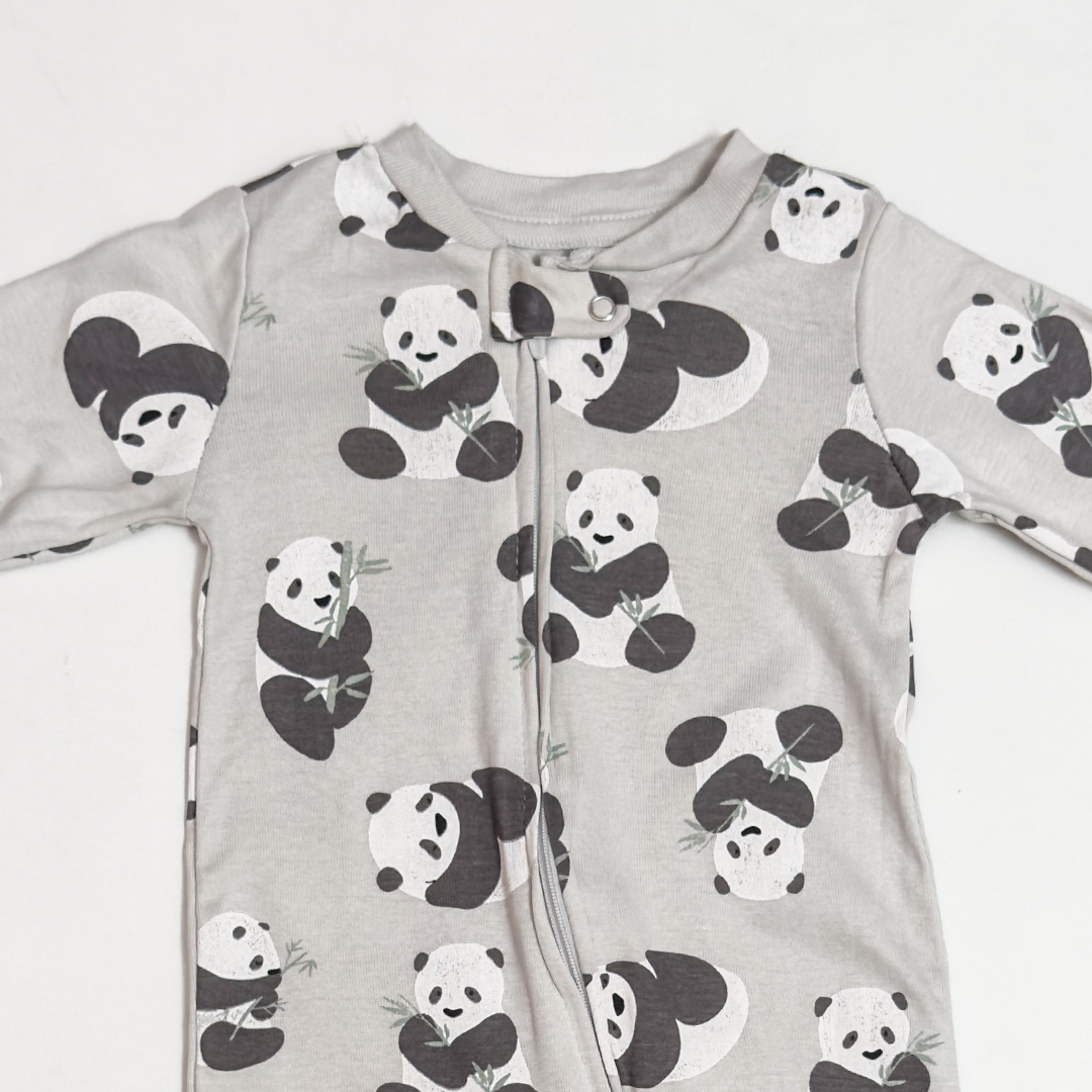 PANDA PRINTED ZIPPER SLEEPSUIT
