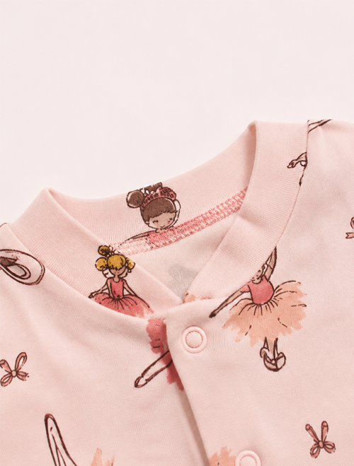 Pink patterned button sleepsuit