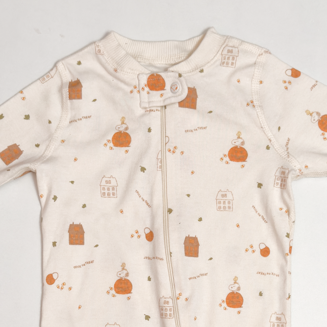 OFF WHITE PRINTED ZIPPER SLEEPSUIT