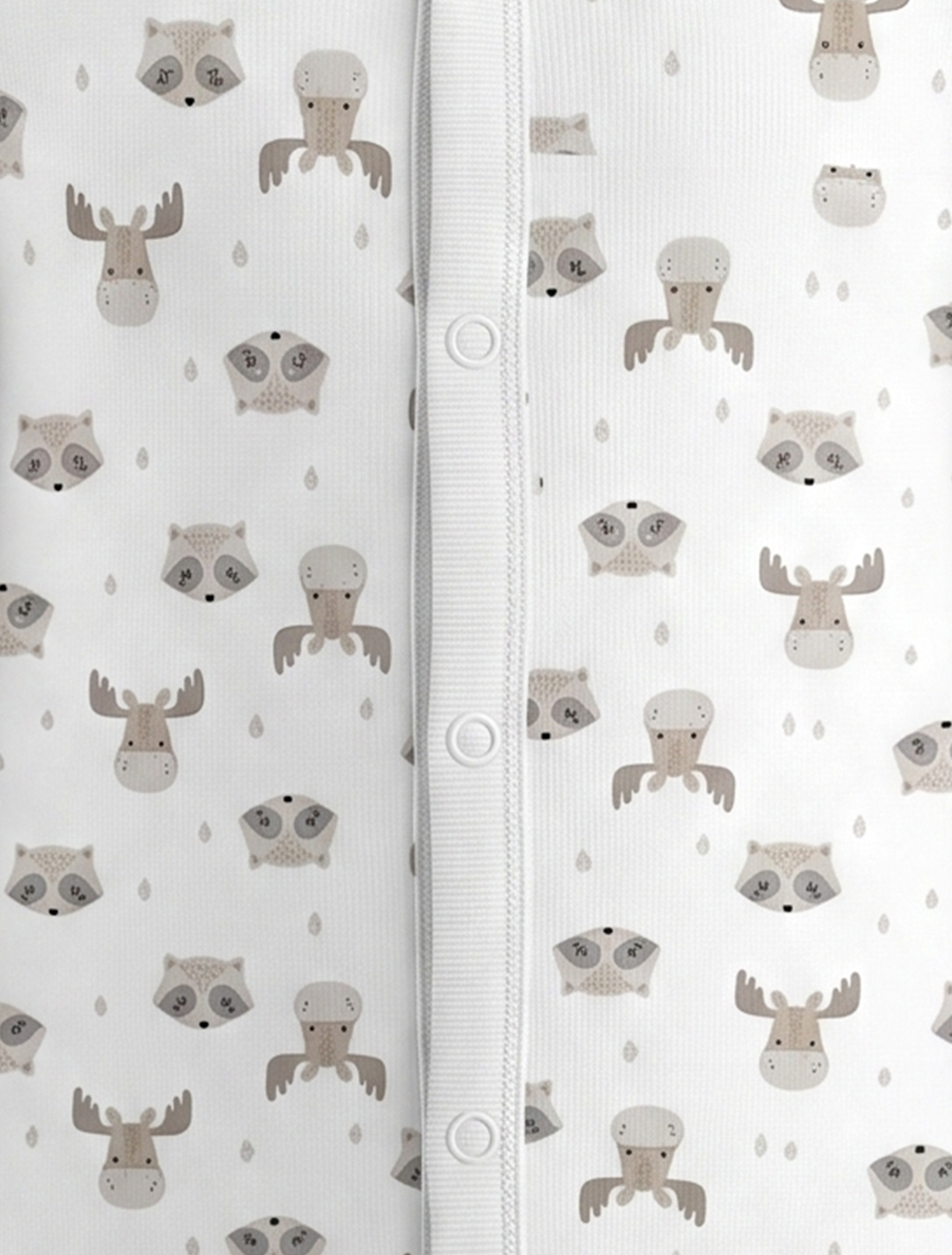 WHITE PRINTED BUTTON TYPE SLEEPSUIT