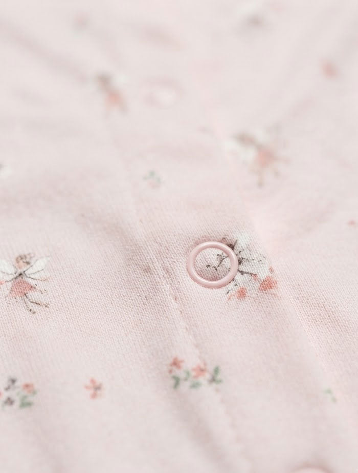 Powder pink patterned button sleepsuit