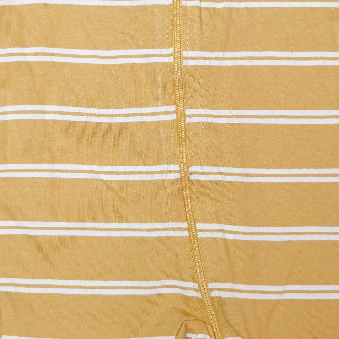 YELLOW STRIPED ZIPPER SLEEPSUIT