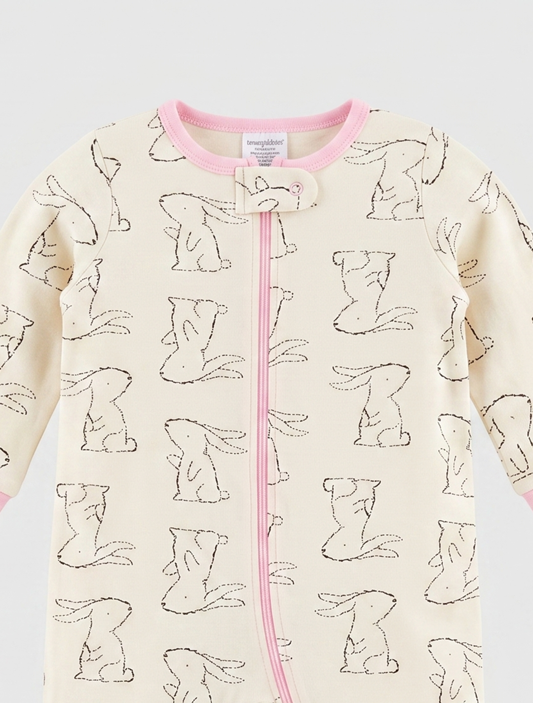 Cream bunny printed zipper sleepsuit