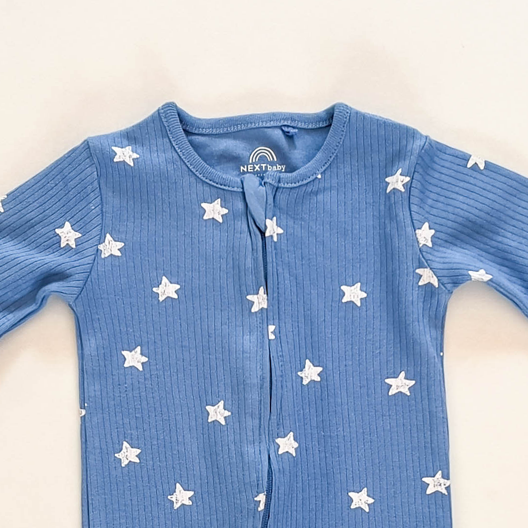 BLUE STAR RIBBED SLEEPSUIT