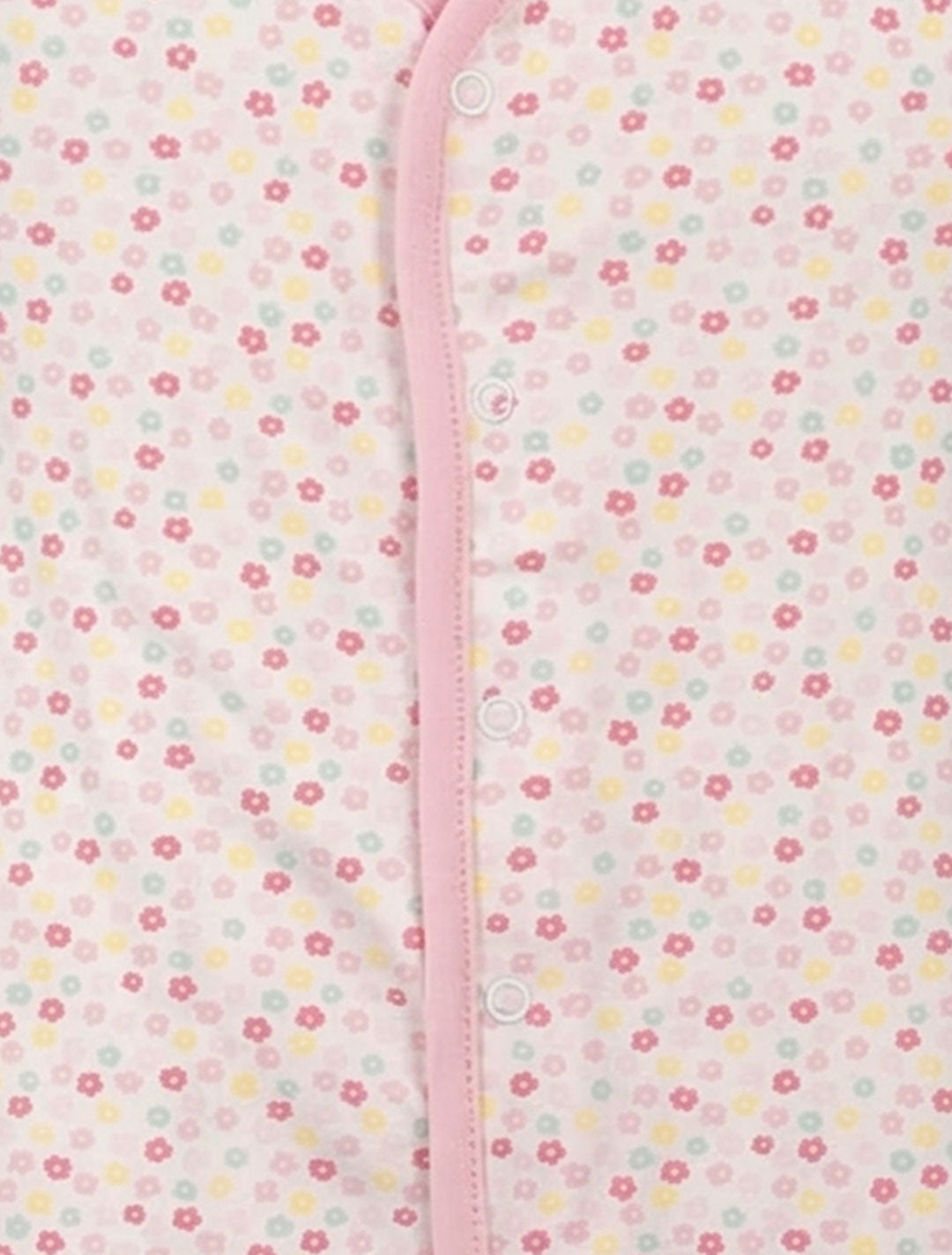 PINK FLORAL BUTTON SLEEPSUIT