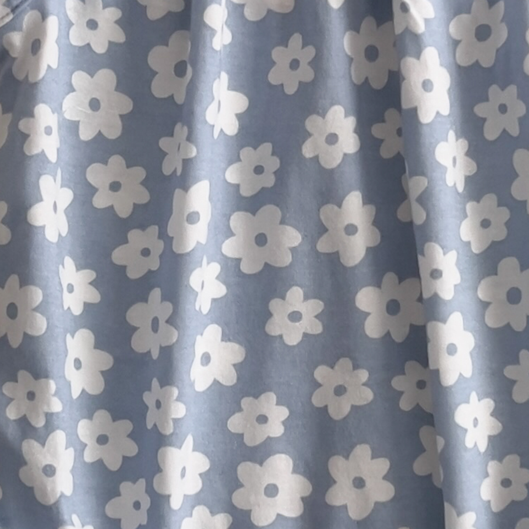 LIGHT BLUE FLORAL PRINTED ONESIE