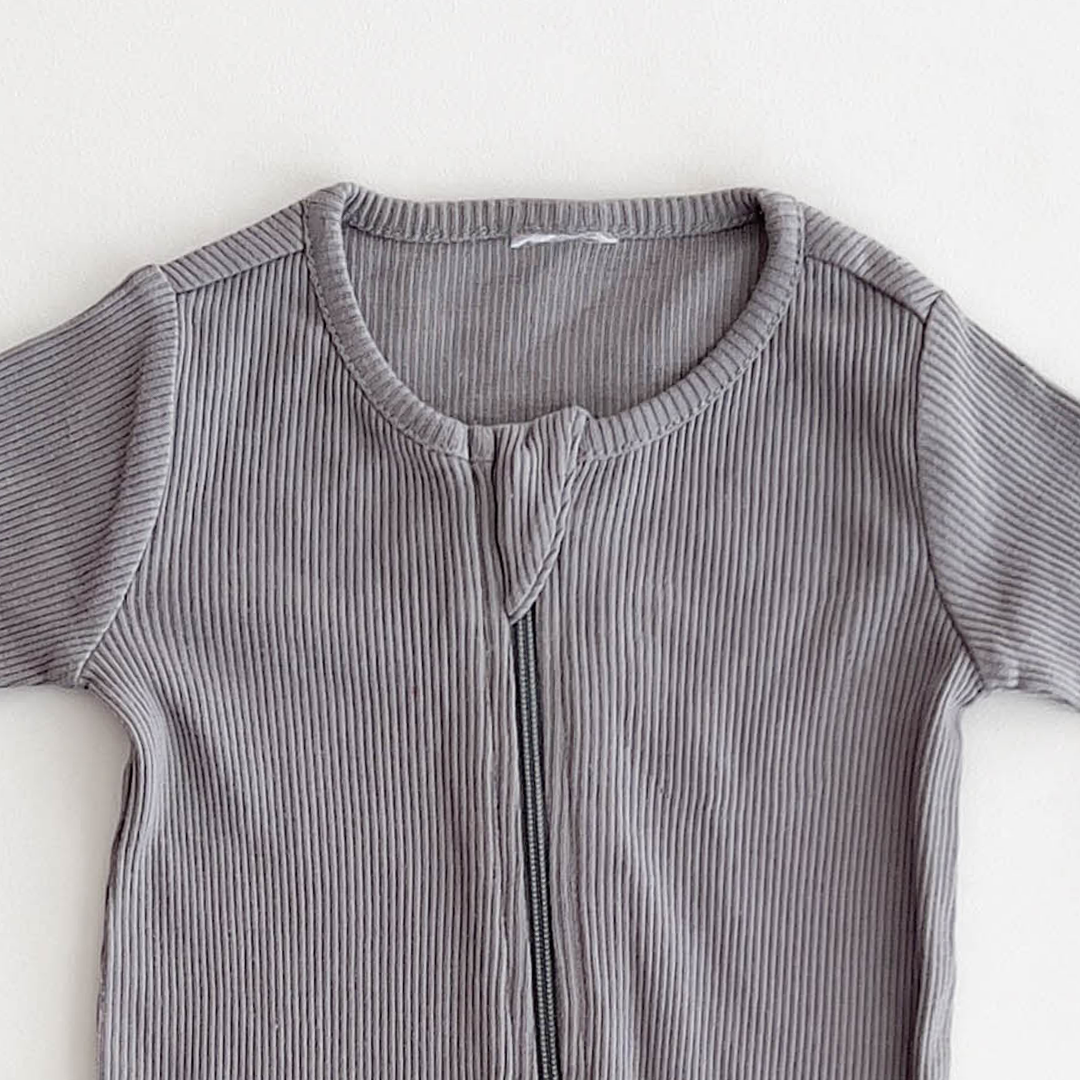 GREY RIBBED SLEEPSUIT