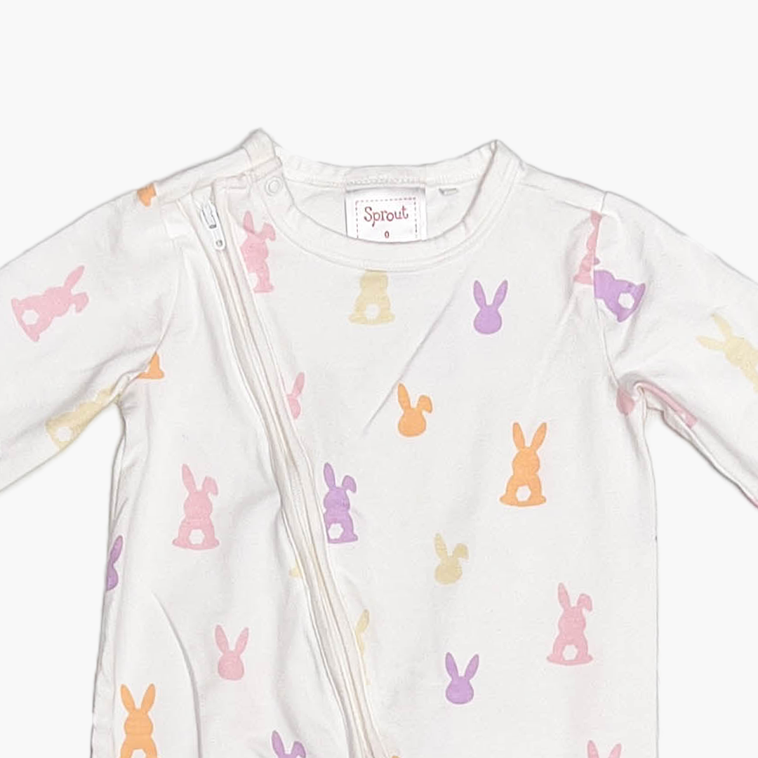 WHITE BUNNY PRINTED ROMPER