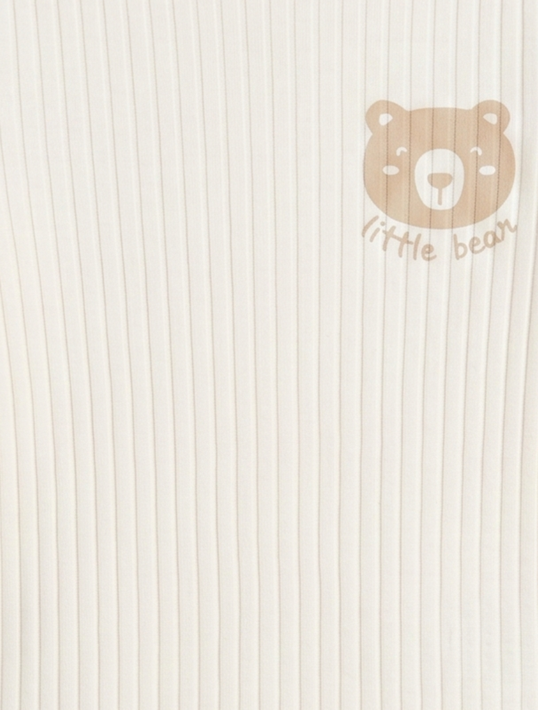 BEIGE RIBBED BEAR PRINTED ONESIES