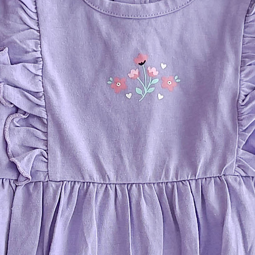 LAVENDER RUFFLED SLEEVE ONESIE