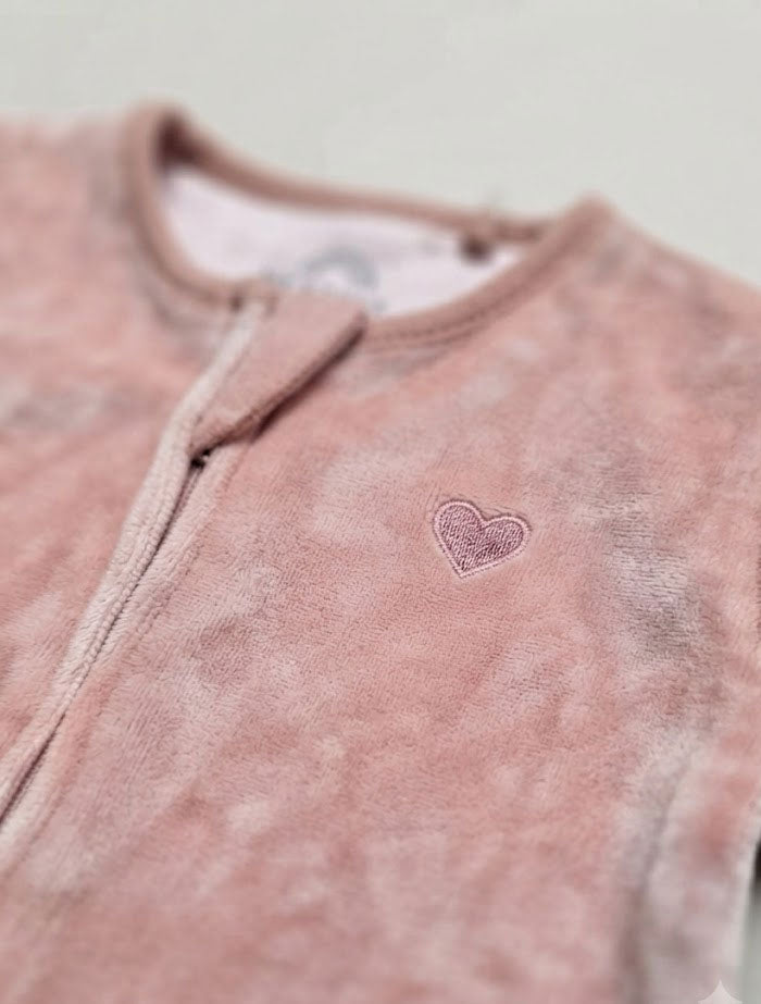 Pink love zipper sleepsuit