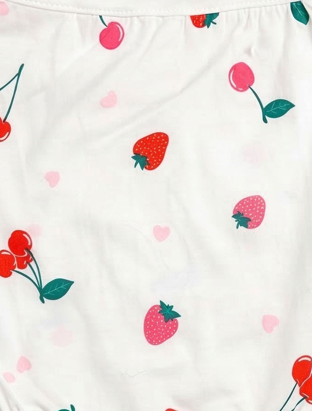 WHITE STRAWBERRY PRINTED FANCY ONESIE