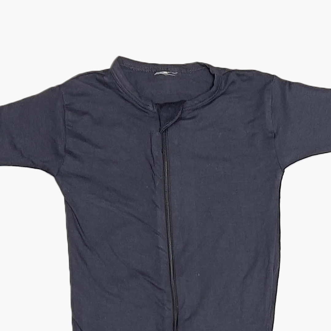 GREY BLACK ZIPPER SLIM FITTED SLEEEPSUIT