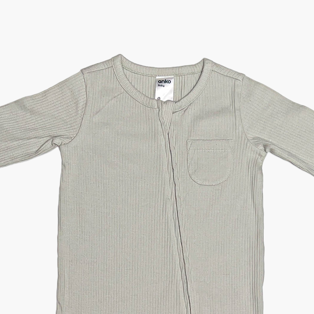 SAGE GREEN RIBBED SLEEPSUIT