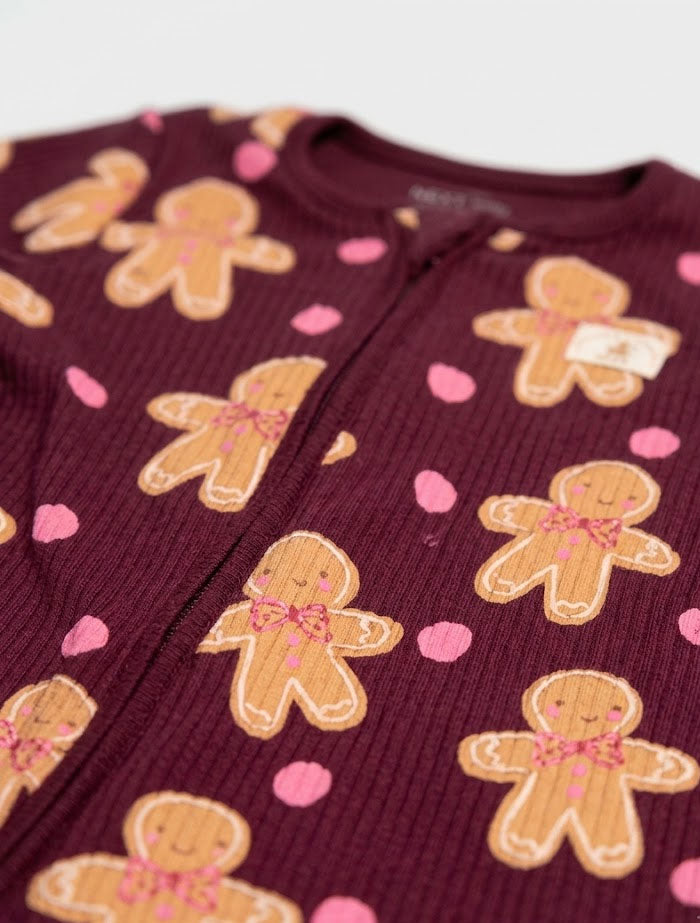 Little gingerbread ribbed romper