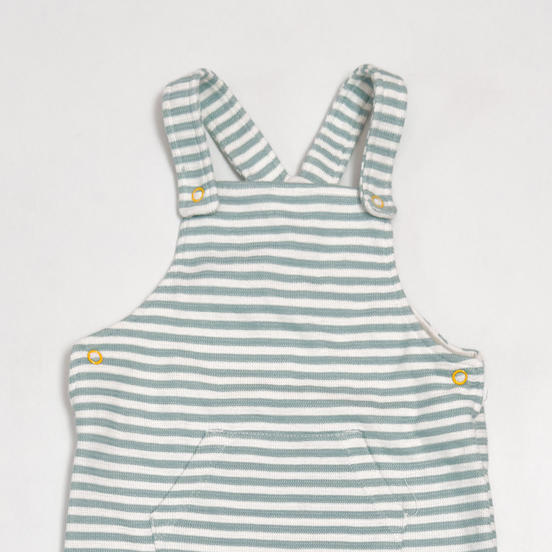 WHITE AND GREEN STRIPED DUNGAREE