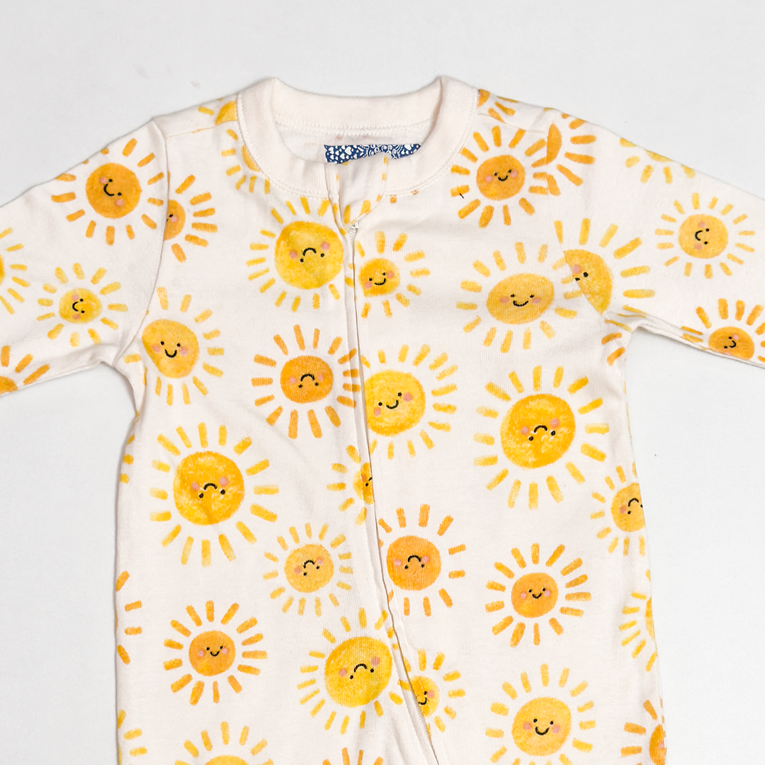 CUTE SUN PRINTED ZIPPER SLEEPSUIT