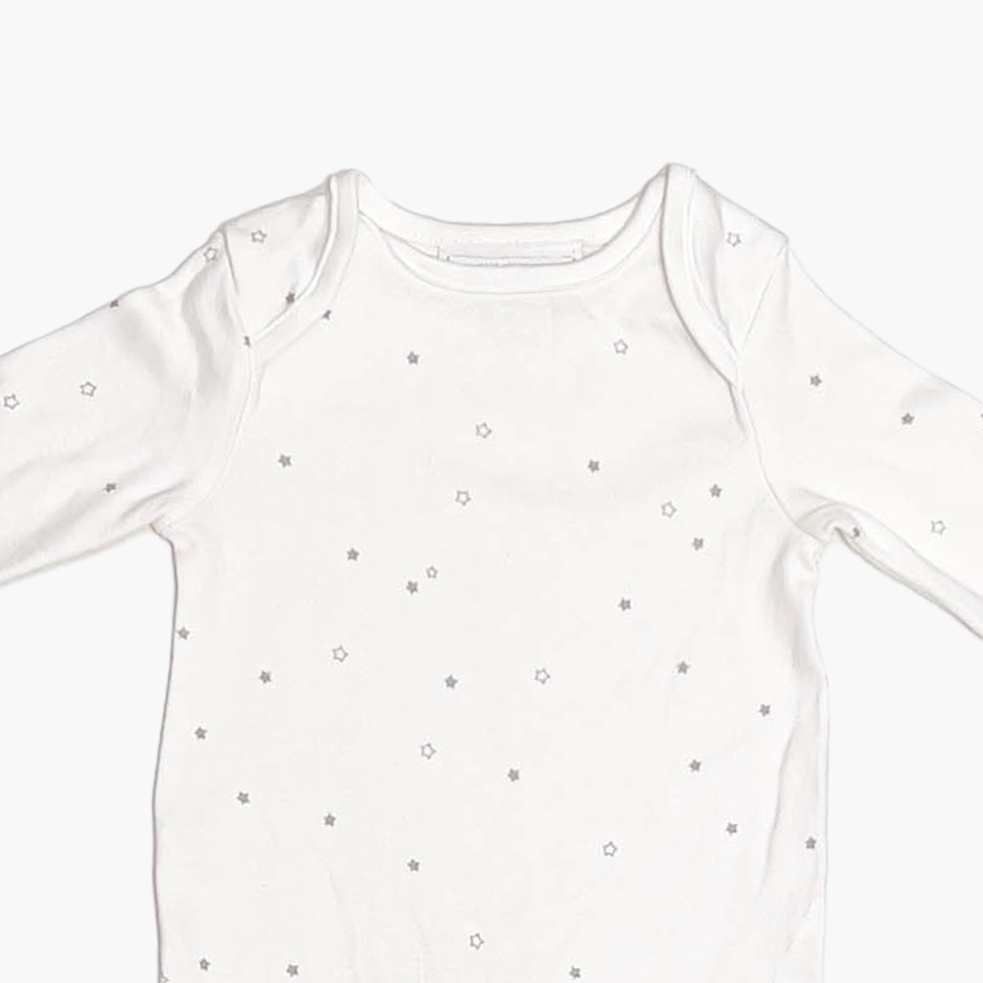 WHITE GREY STAR PRINTED ROMPER
