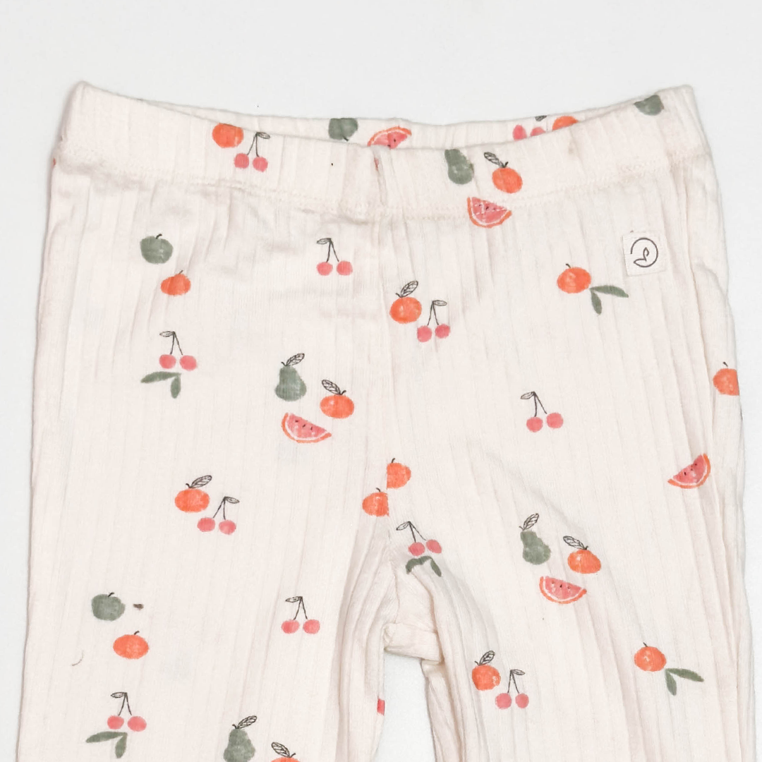 ORANGE PRINTED RIBBED PANTS