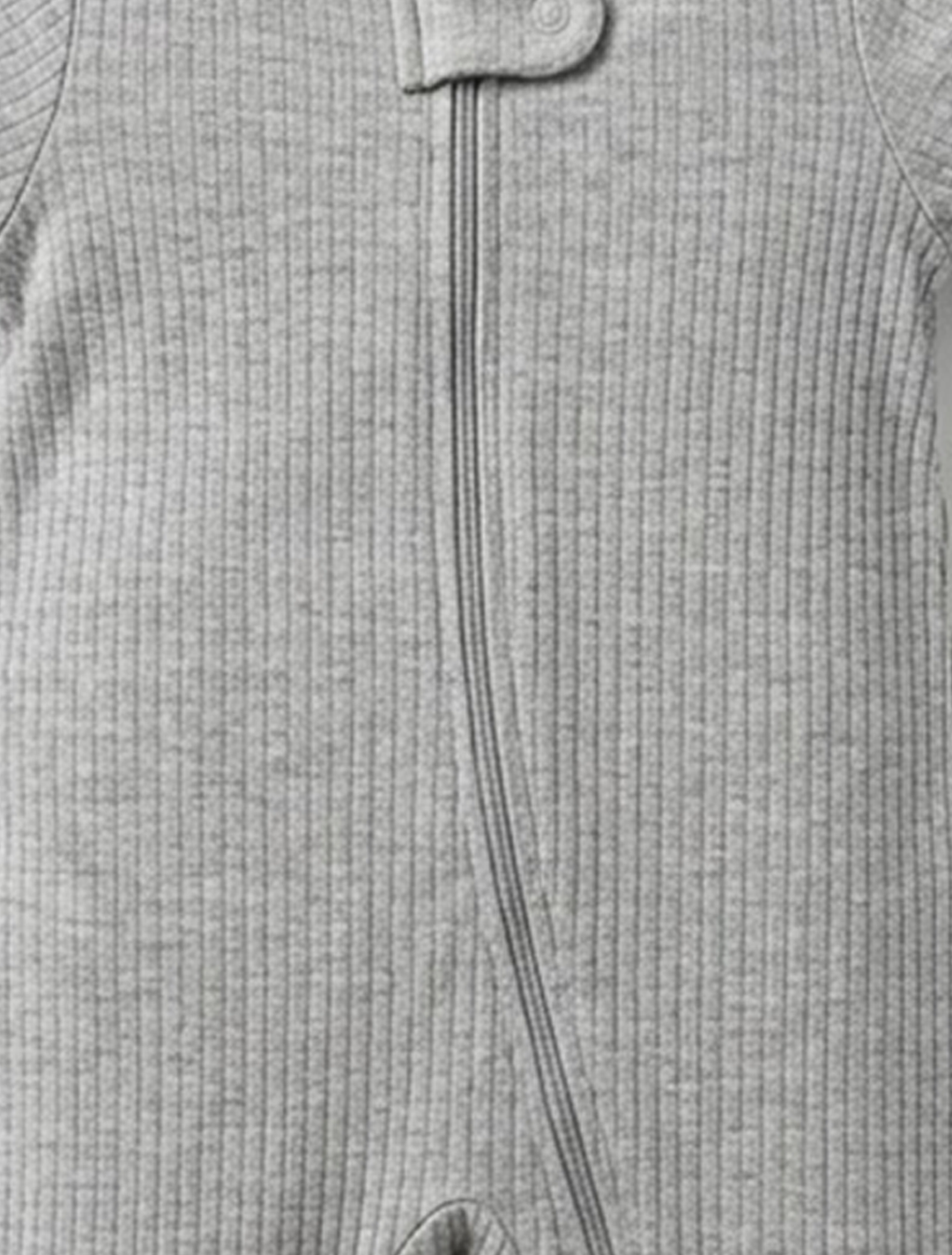 GREY RIBBED ZIPPER SLEEPSUIT