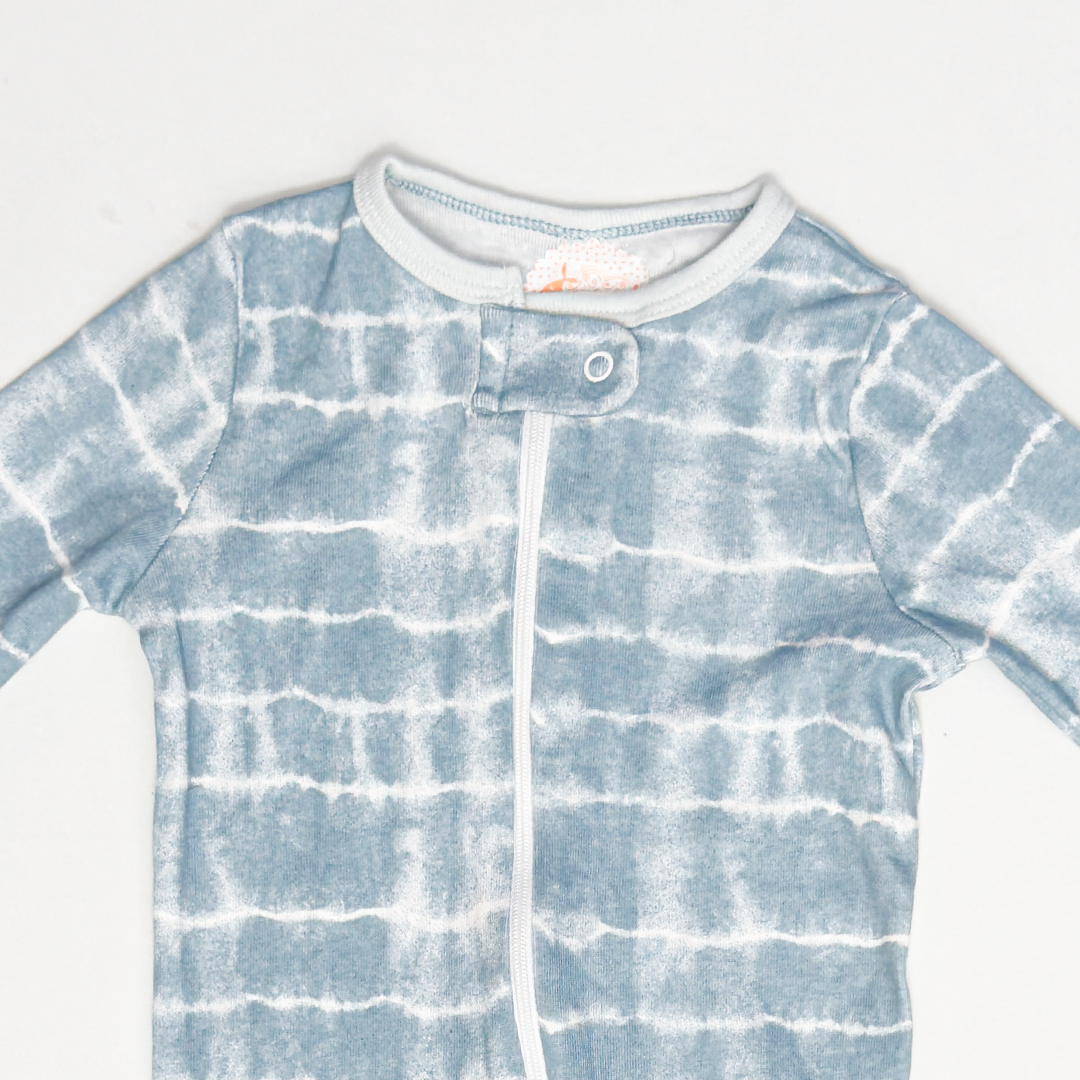 BLUE DIED ZIPPER SLEEPSUIT