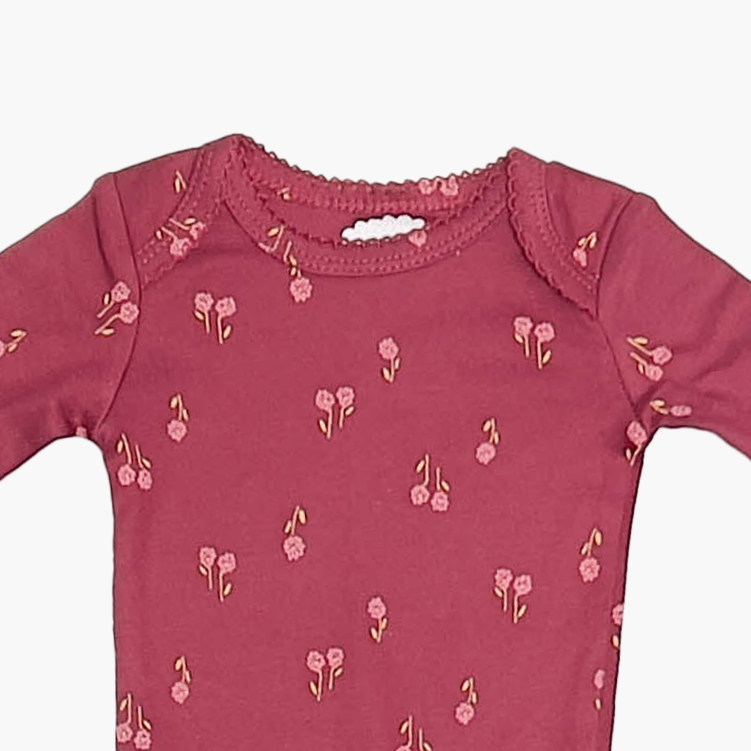 MAROON FLORAL PATTERNED ONESIE